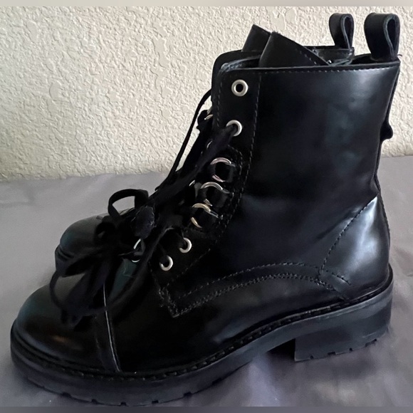 Allsaints Lira Black Leather Combat Boots 38 New - Picture 5 of 10